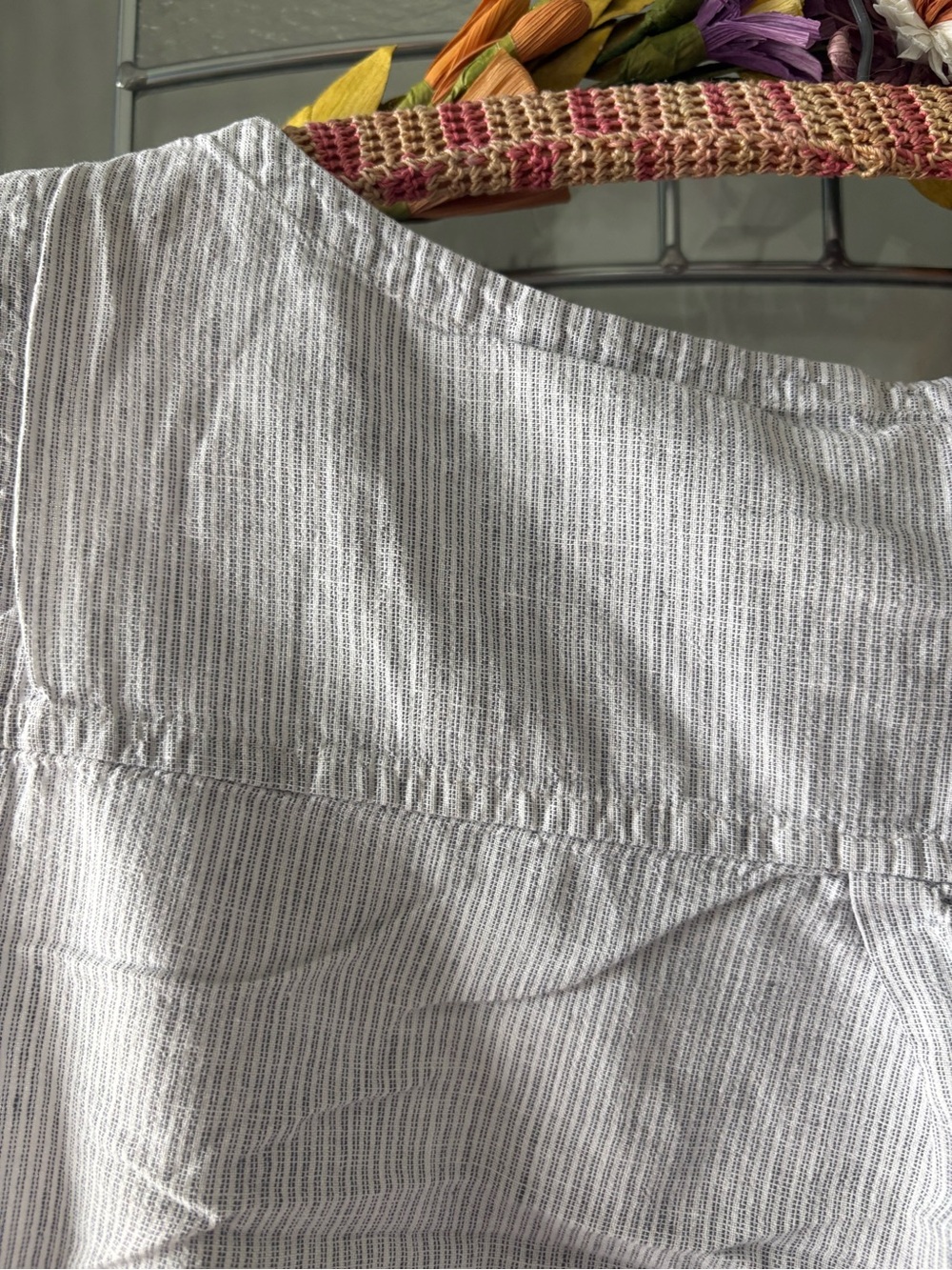 Light Gray striped Sleeveless Linen-Blend Top - Casual Women’s Tank - Picture 5 of 5